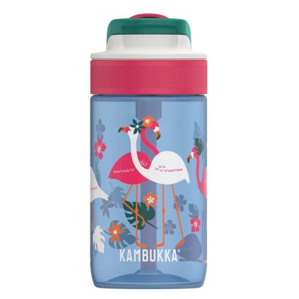 Vattenflaska för barn LAGOON 400 ml, blå flamingo, tritan, Kambukka