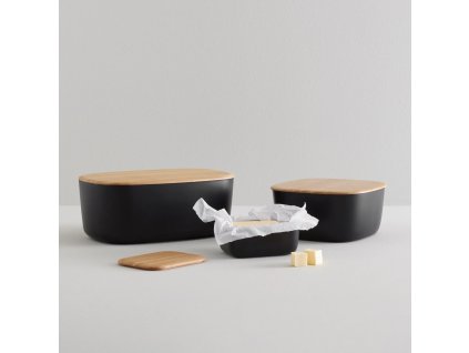 Brödburk BOX-IT 34 cm, svart, plast / bambu, RIG-TIG