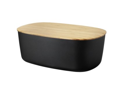 Brödburk BOX-IT 34 cm, svart, plast / bambu, RIG-TIG