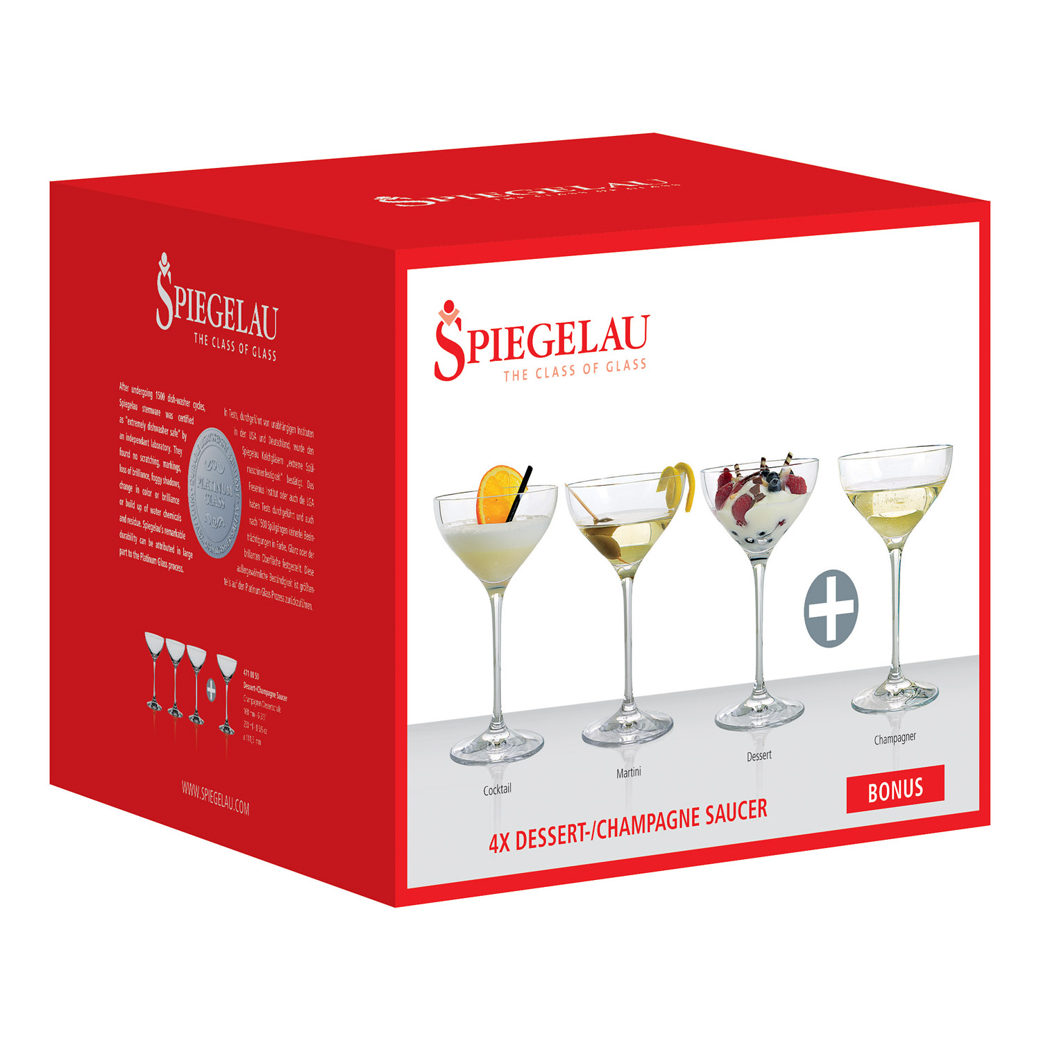 Champagneglas SPECIAL GLASSES DESSERT/CHAMPAGNER SAUCER, set i 4 delar, 250 ml, Spiegelau