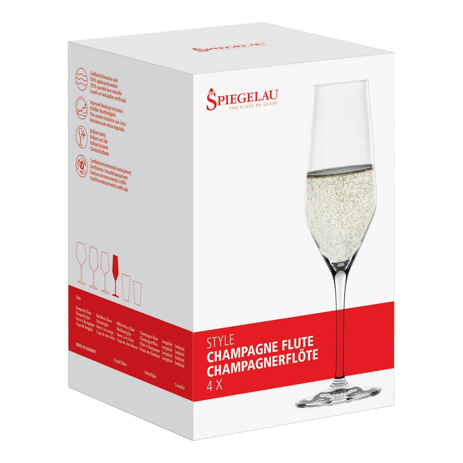 Champagneglas STYLE CHAMPAGNE FLUTE, set i 4 delar, 240 ml Spiegelau
