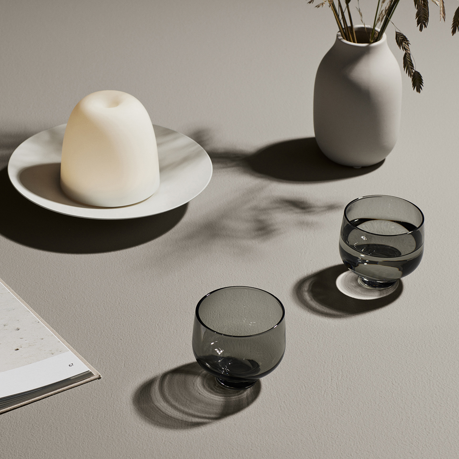 Vattenglas FLOW, set i 2 delar, 220 ml, rök, Blomus