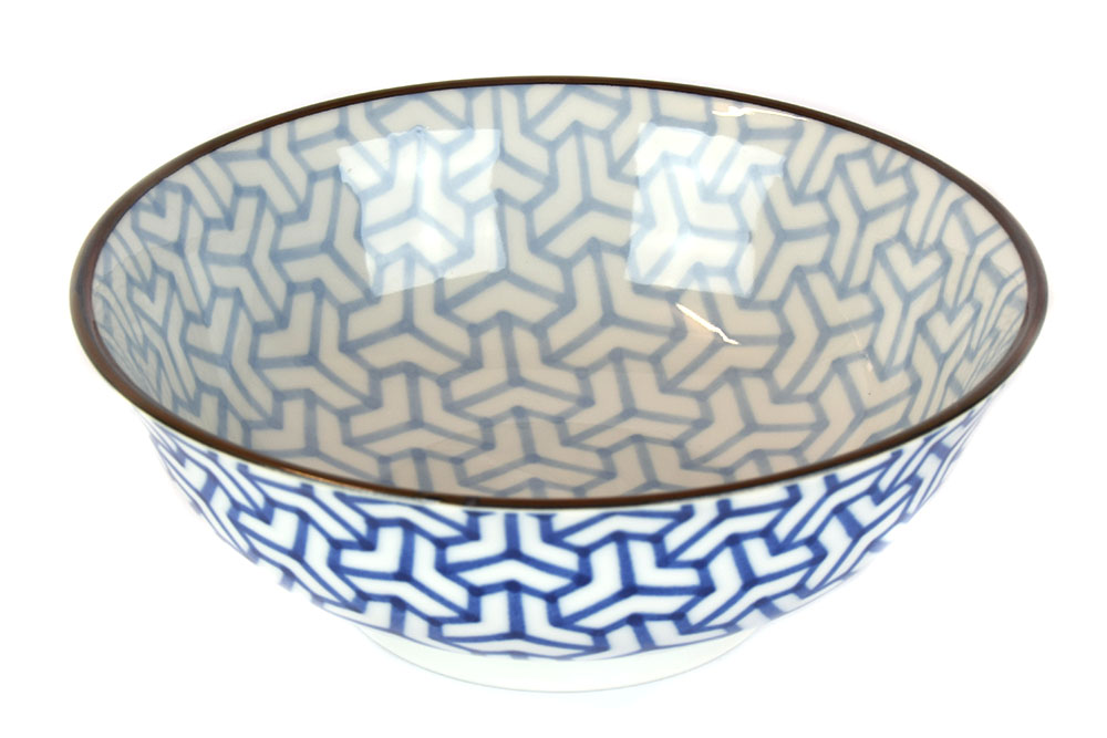 Matskål HERRINGBONE INDIGO IKAT 19 cm, 750 ml, MIJ