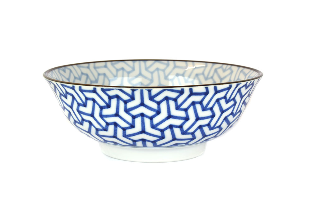 Matskål HERRINGBONE INDIGO IKAT 19 cm, 750 ml, MIJ