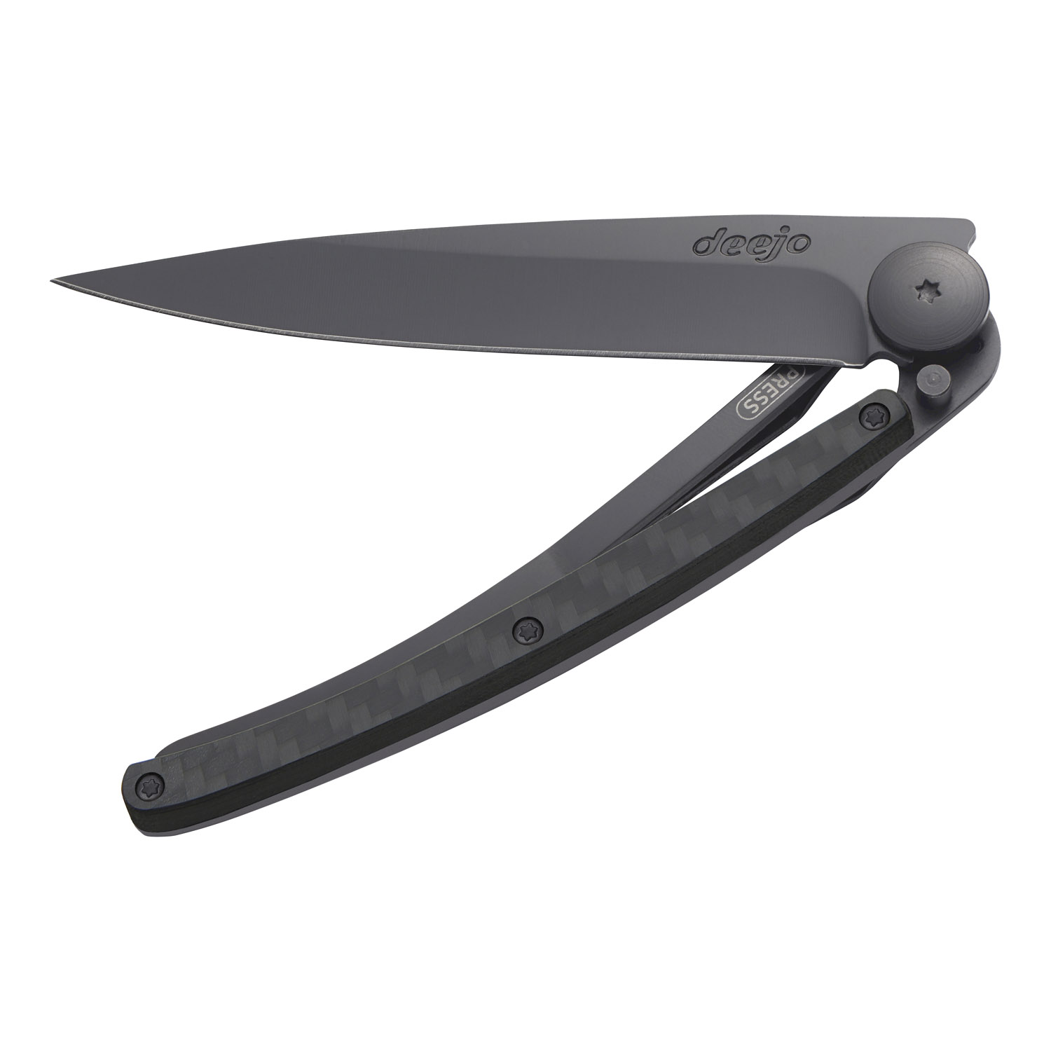 Fickkniv 37 g, ultralätt, svart, kolfiberhandtag, deejo