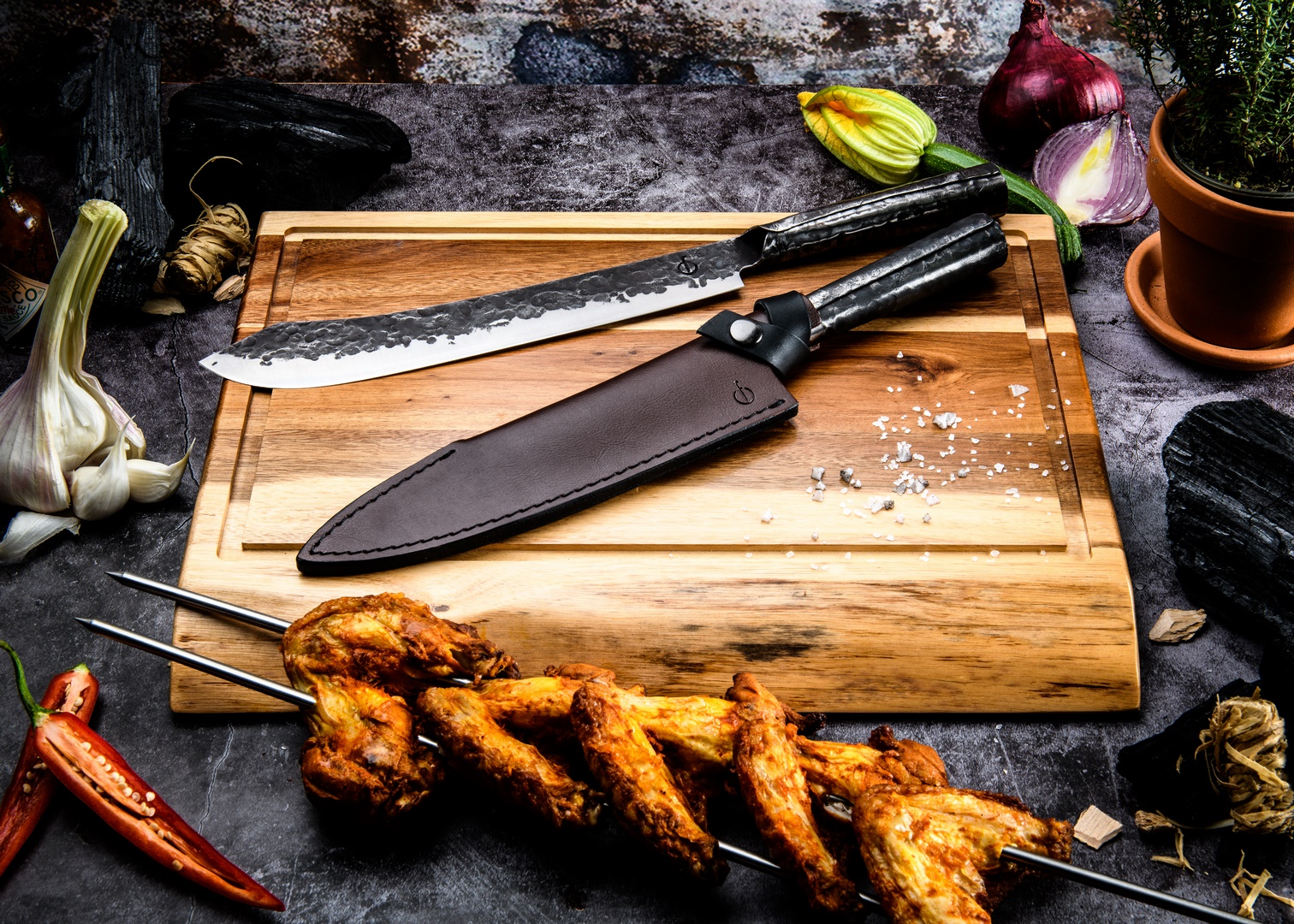 Knivslida för en Forged slaktkniv, läder, Forged
