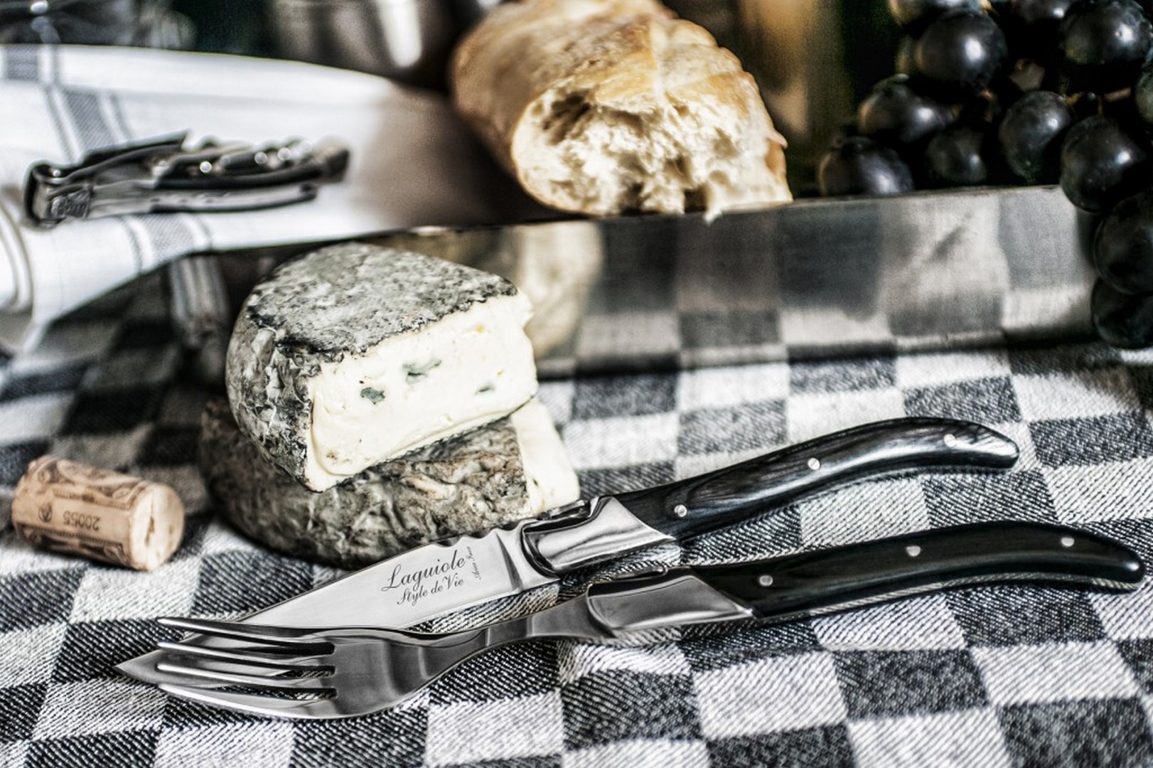 Köttgaffelset LAGUIOLE LUXURY, 6 st, svart, ebenholtshandtag, Laguiole