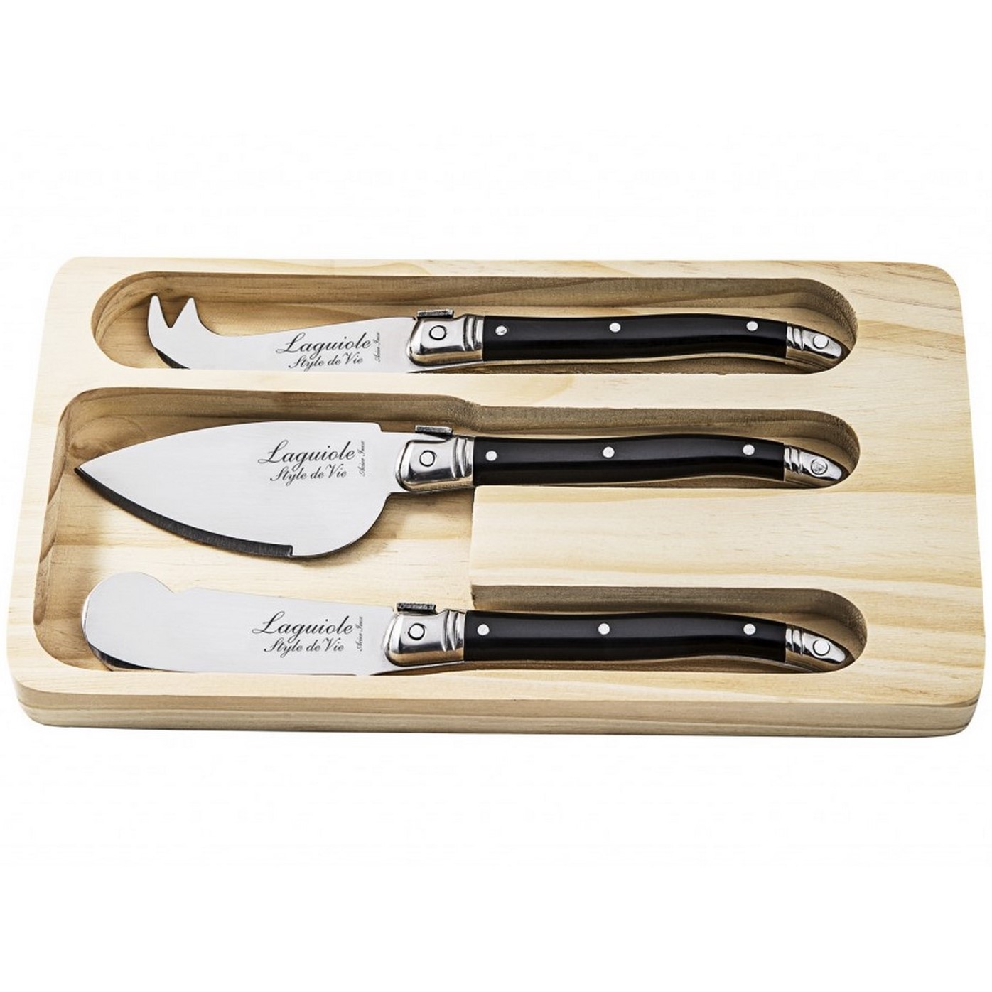 Ostknivar PREMIUM, 3 st, svart, Laguiole