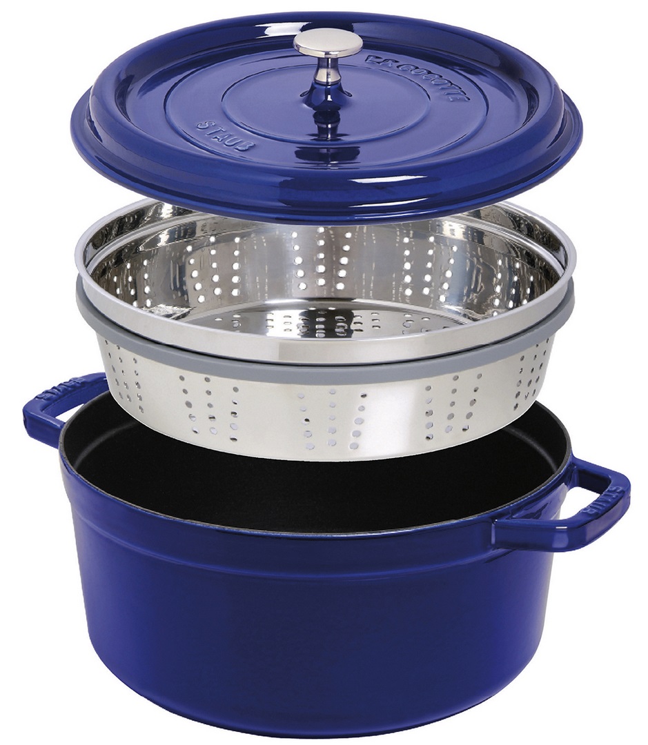 Gryta COCOTTE 26 cm, med ångkokare, basilika, gjutjärn, Staub