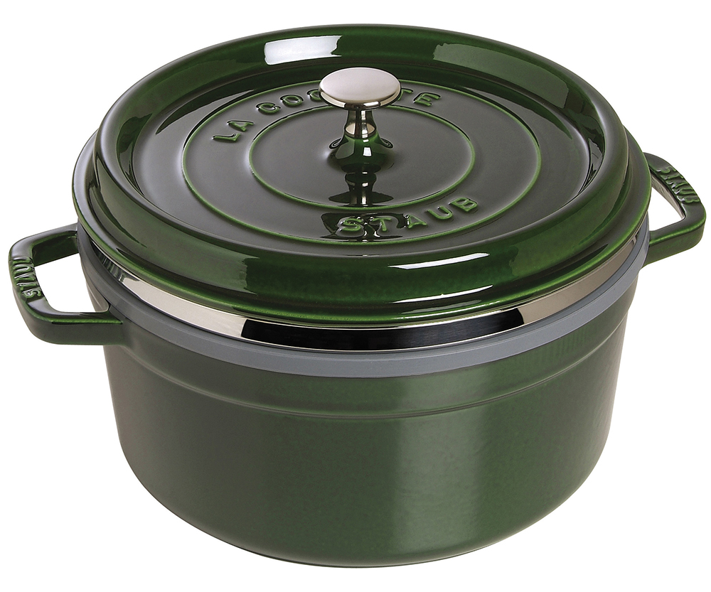 Gryta COCOTTE 26 cm, med ångkokare, basilika, gjutjärn, Staub