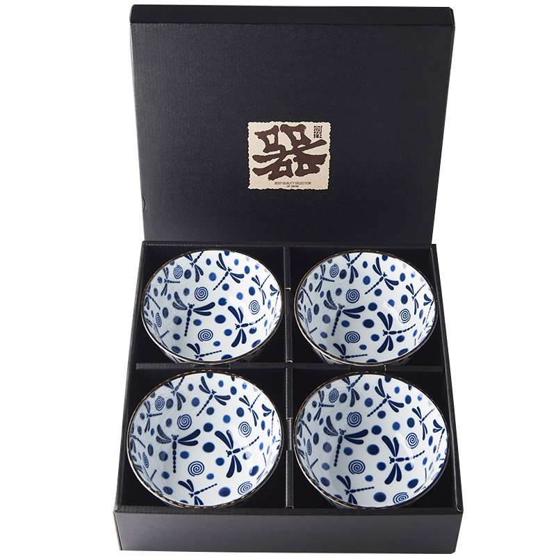 Serveringsskål BLUE DRAGONFLY, set i 4 delar, 300 ml, MIJ