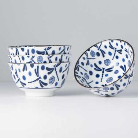 Serveringsskål BLUE DRAGONFLY, set i 4 delar, 300 ml, MIJ