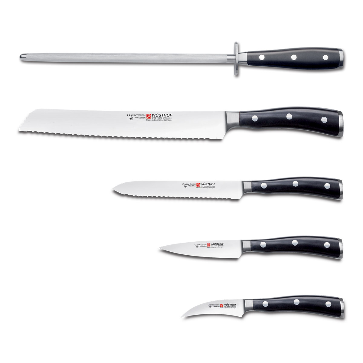 Knivblockset CLASSIC, 10 st, med knivslip och tranchergaffel, svart, Wüsthof