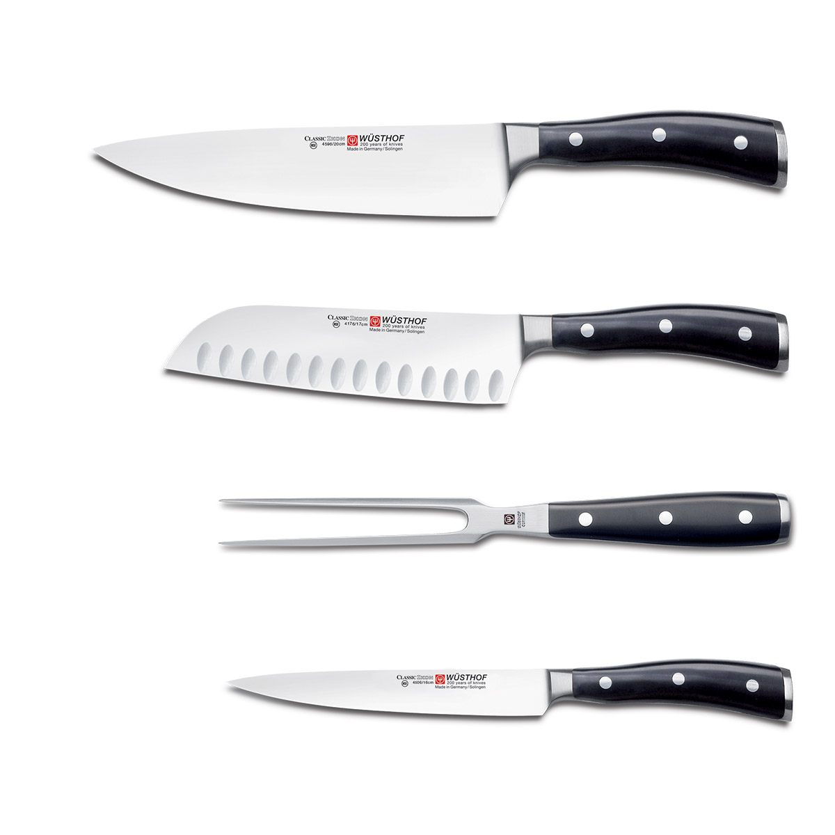 Knivblockset CLASSIC, 10 st, med knivslip och tranchergaffel, svart, Wüsthof