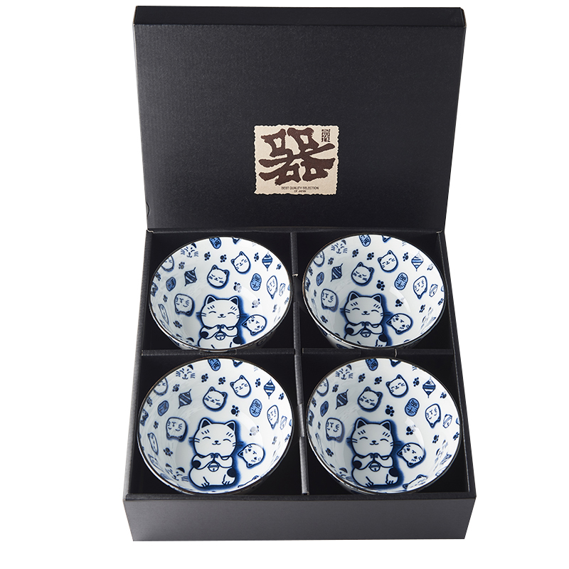 Serveringsskål MANEKI CAT, set i 4 delar, 300 ml, MIJ