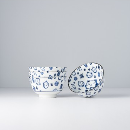 Serveringsskål MANEKI CAT, set i 4 delar, 300 ml, MIJ