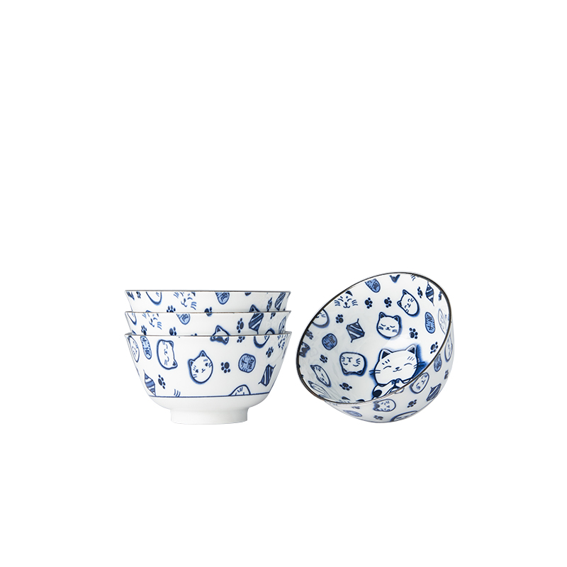 Serveringsskål MANEKI CAT, set i 4 delar, 300 ml, MIJ