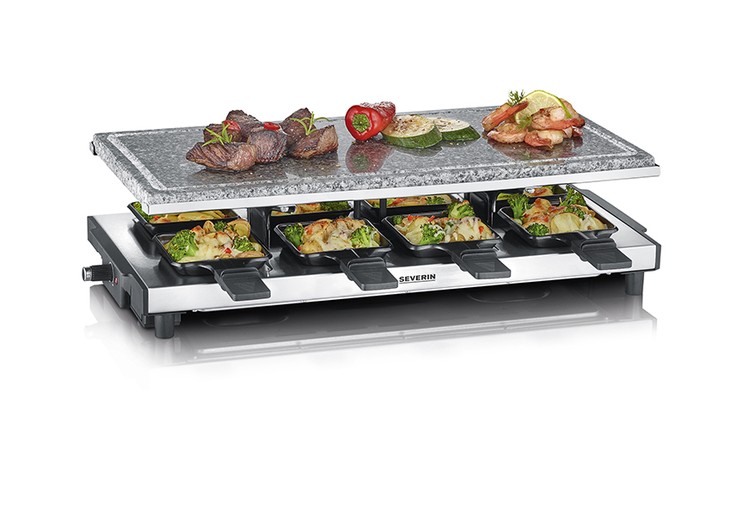 Raclettegrill RG 2374, 1500 W, 8 minipannor, rostfritt stål, Severin