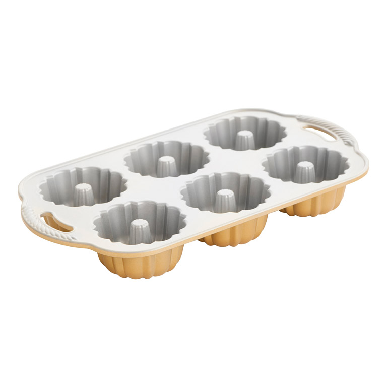 Tårtform ANNIVERSARY BUNDLETTE BUNDT, för 6 bakelser, guld, Nordic Ware