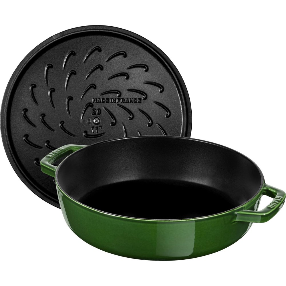 Gryta 24 cm, självtätande lock, gjutjärn, basilika, Staub