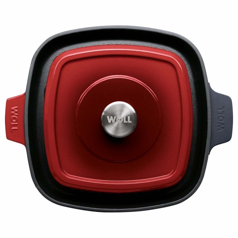 Grillpanna IND 28 cm, med lock, röd, järn, Woll