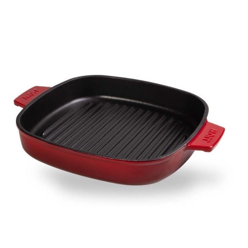 Grillpanna IND 28 cm, med lock, röd, järn, Woll