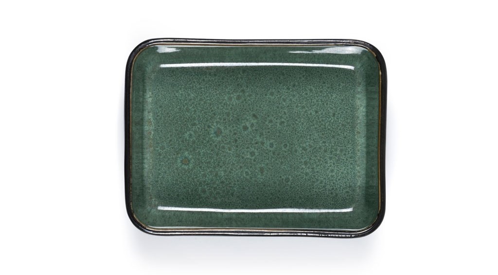 Ugnsform 19 x 14 cm, svart/grön, stengods, Bitz