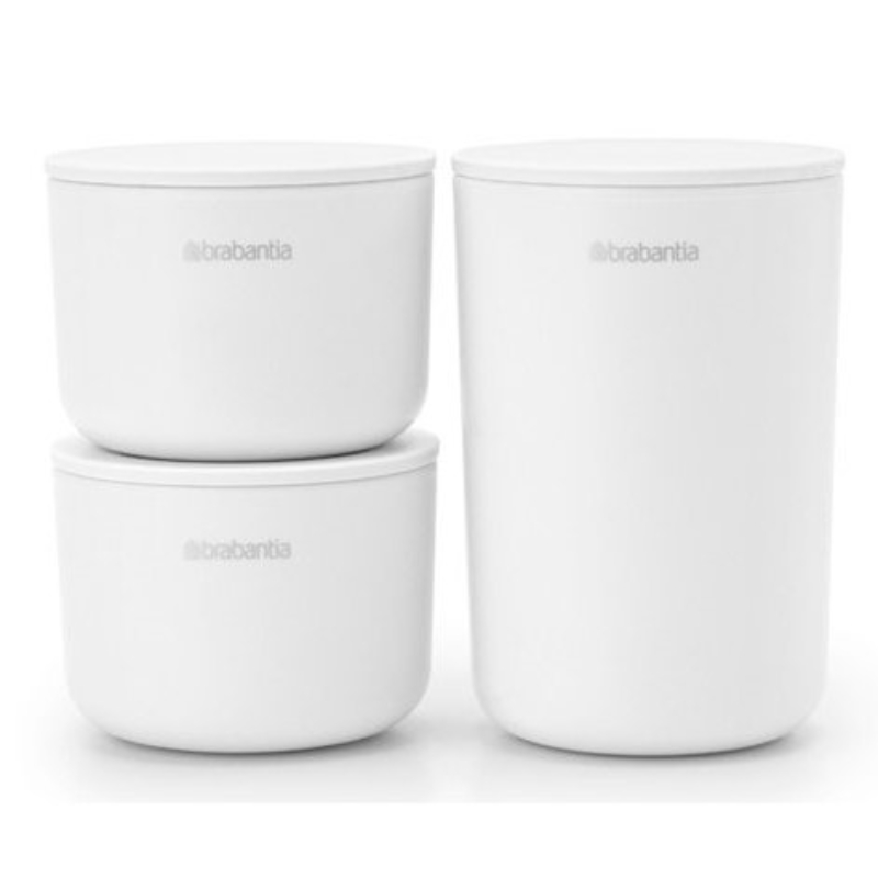 Köksförvaringsburkar, set i 3 delar, vit, Brabantia