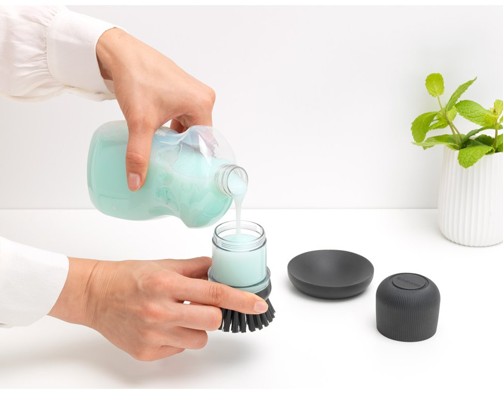 Diskborste med diskmedelsdispenser, grå, Brabantia
