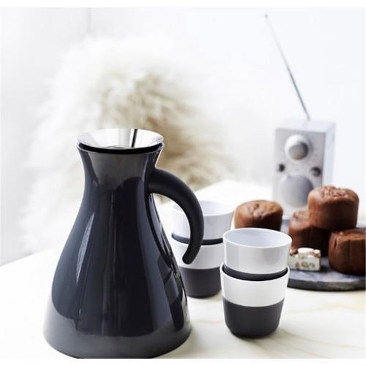 Espressokopp 80 ml, set i 2 delar, silikonbelagd, grå, Eva Solo