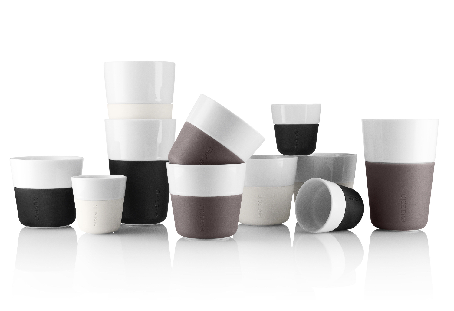 Espressokopp 80 ml, set i 2 delar, silikonbelagd, grå, Eva Solo