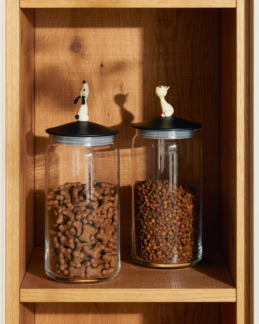 Kattmatsbehållare MIOJAR 1,5 l, röd, glas, Alessi