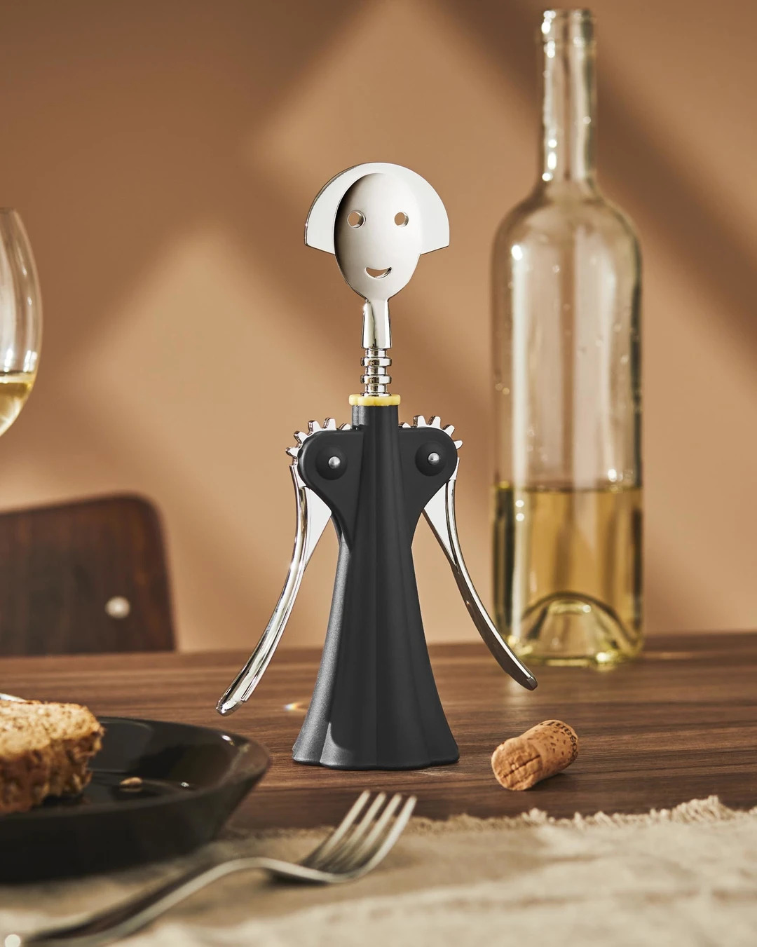 Bevingad korkskruv ANNA G., svart, Alessi