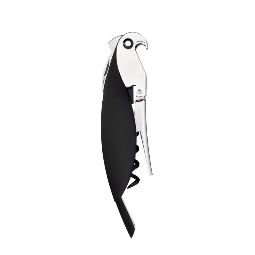Servitörskorkskruv PARROT, svart, Alessi