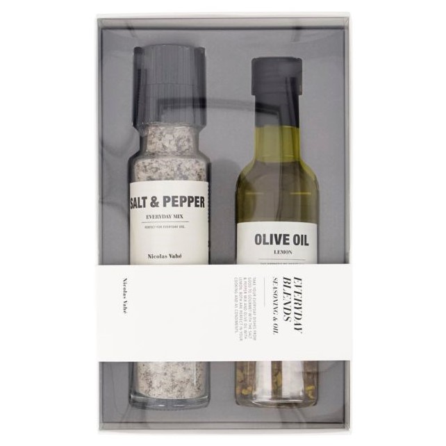 Salt, peppar och olivolja i presentset, Nicolas Vahé