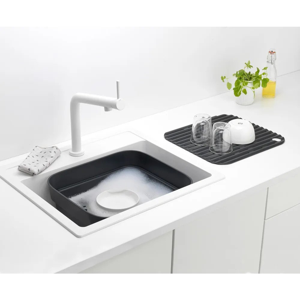 Diskfat, med droppbricka, mörkgrå, Brabantia