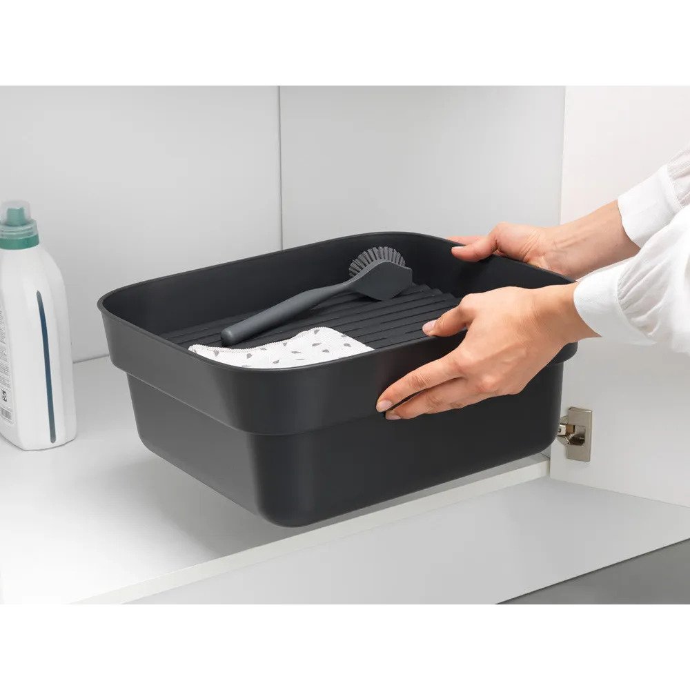 Diskfat, med droppbricka, mörkgrå, Brabantia