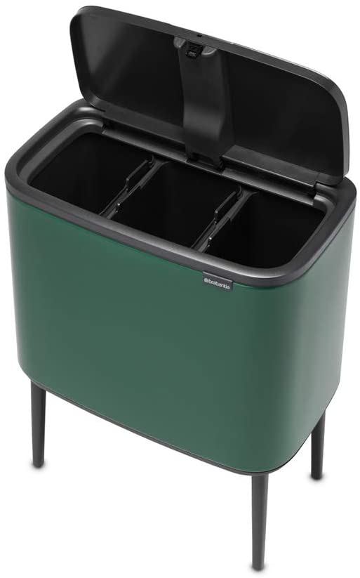 Soptunna med trycklock BO TOUCH BIN 3 x 11 l, grön, Brabantia