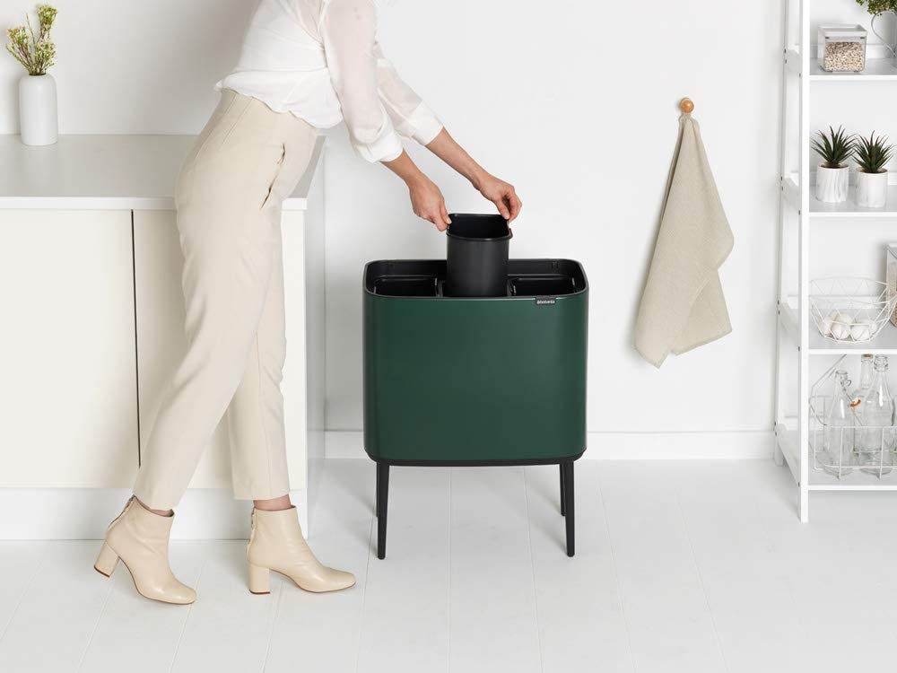 Soptunna med trycklock BO TOUCH BIN 3 x 11 l, grön, Brabantia