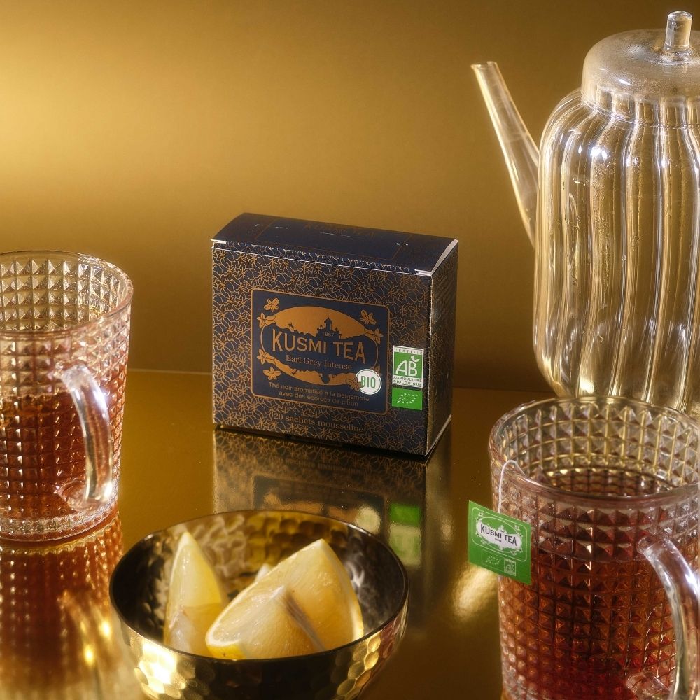 Svart te EARL GREY INTENSE, 20 muslintepåsar, Kusmi Tea