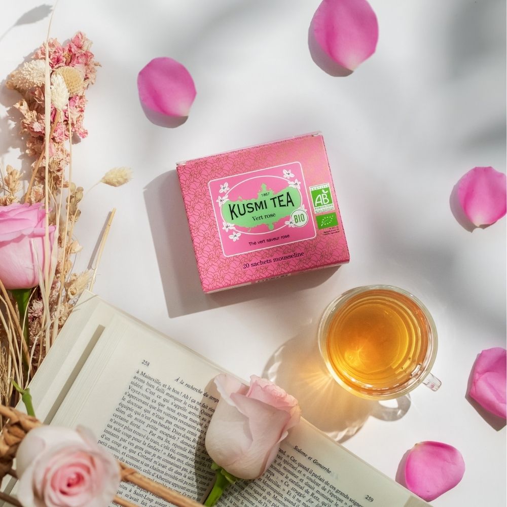 Grönt te ROSE, 20 muslin tepåsar, Kusmi Tea