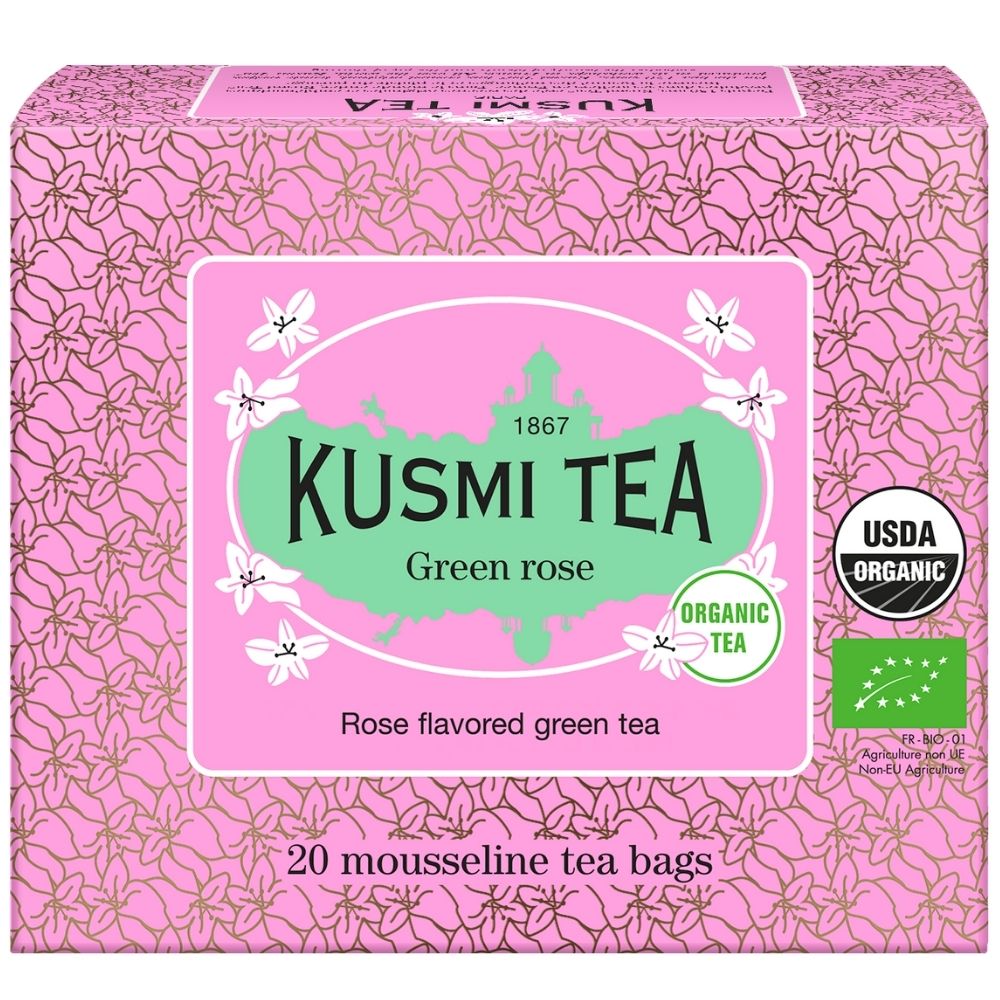 Grönt te ROSE, 20 muslin tepåsar, Kusmi Tea