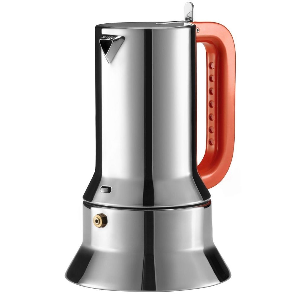 Espressobryggare för spishäll 9090, 150 ml, rött handtag, Alessi