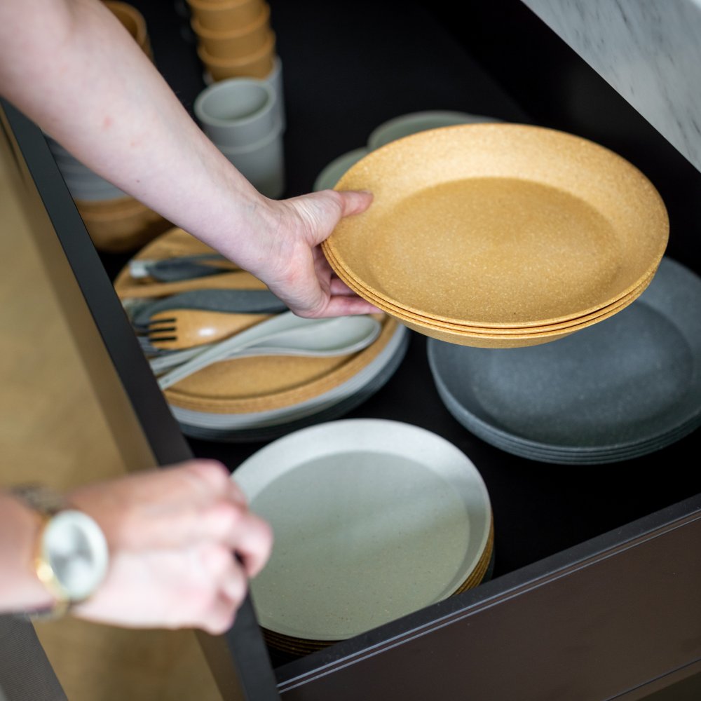 Plasttallrik CONNECT, set i 4 delar, 20,5 cm, naturlig ökensand, Koziol