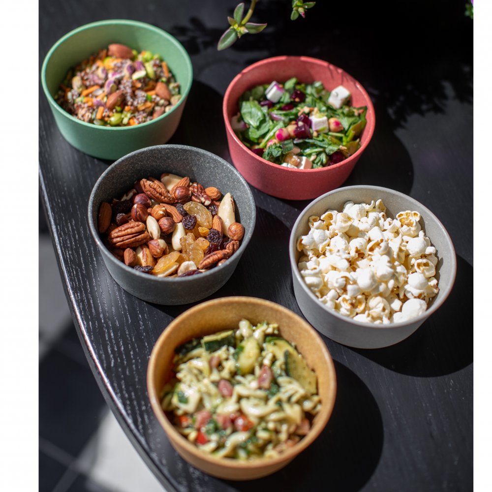 Plastskål CONNECT, set i 2 delar, 400 ml, naturlig bladgrön, Koziol