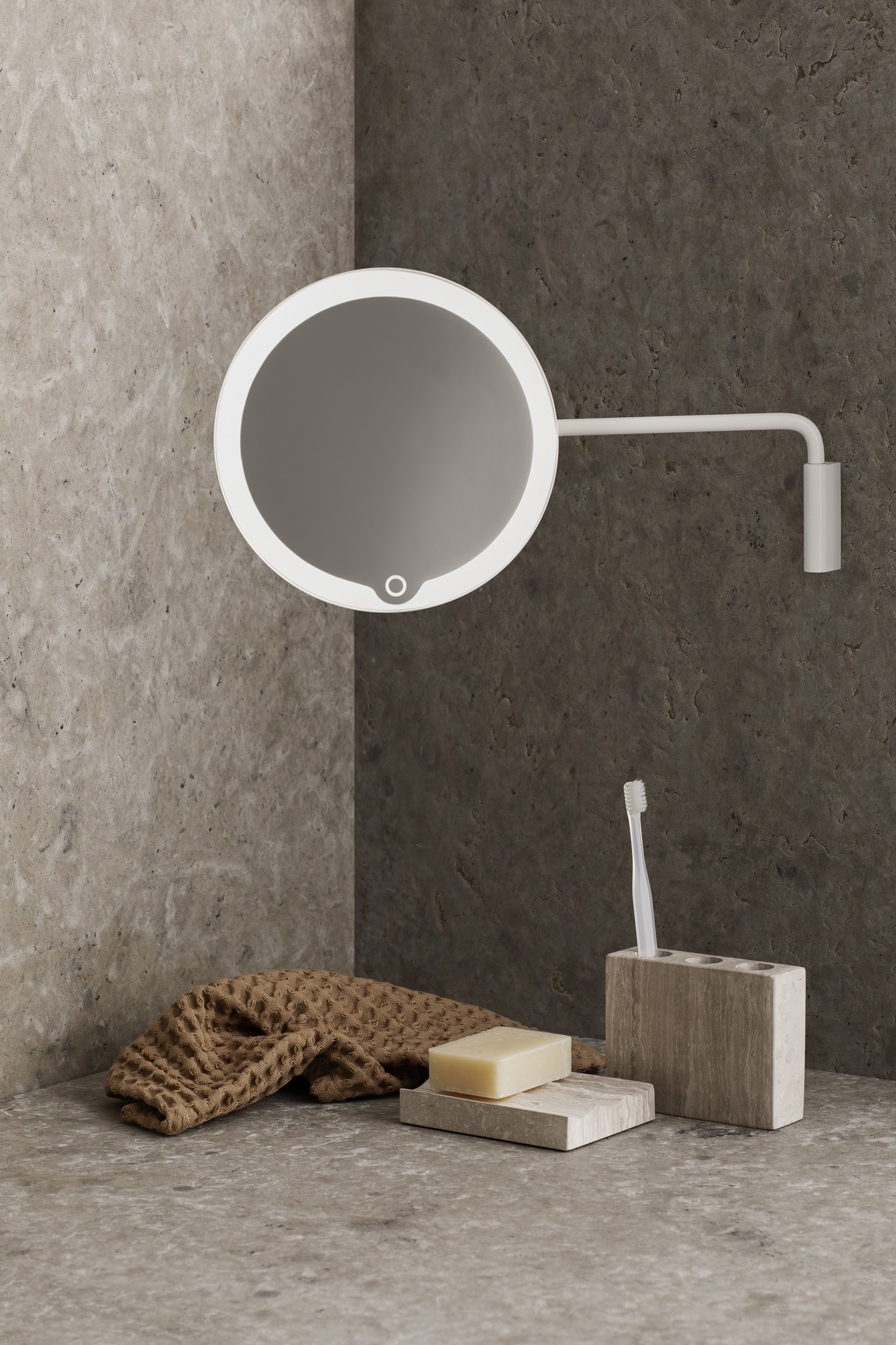 Sminkspegel MODO LED, väggmonterad, 5X förstoring, vit, Blomus