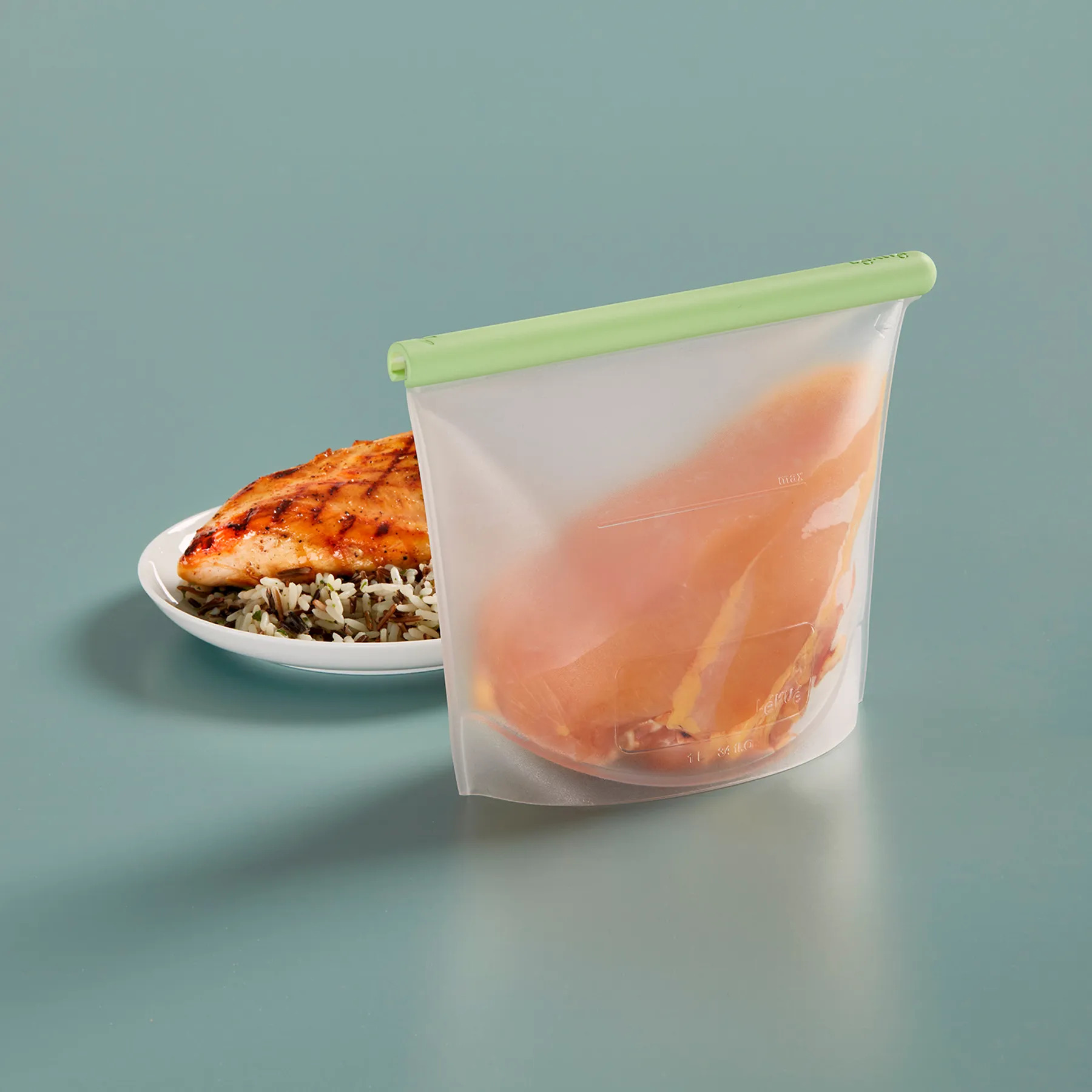 Återanvändbar matförvaringspåse 1 l, grön, Lékué