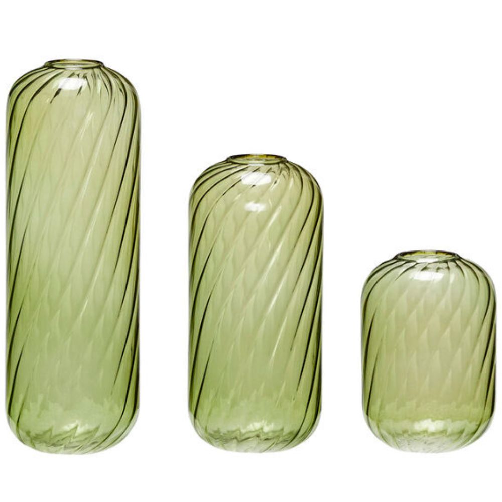 Vas FLEUR, set i 3 delar, grön, Hübsch