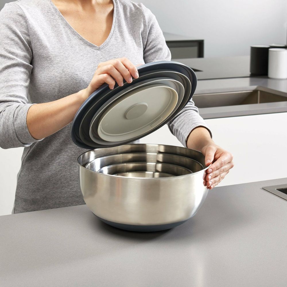 Köksskålsset NEST PREP&STORE 95025, 4 st, med lock, rostfritt stål, Joseph Joseph