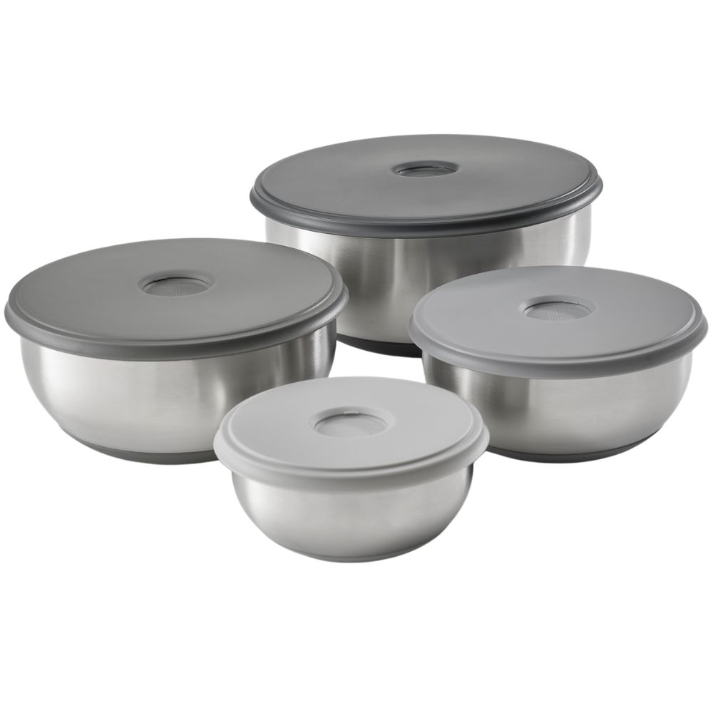 Köksskålsset NEST PREP&STORE 95025, 4 st, med lock, rostfritt stål, Joseph Joseph